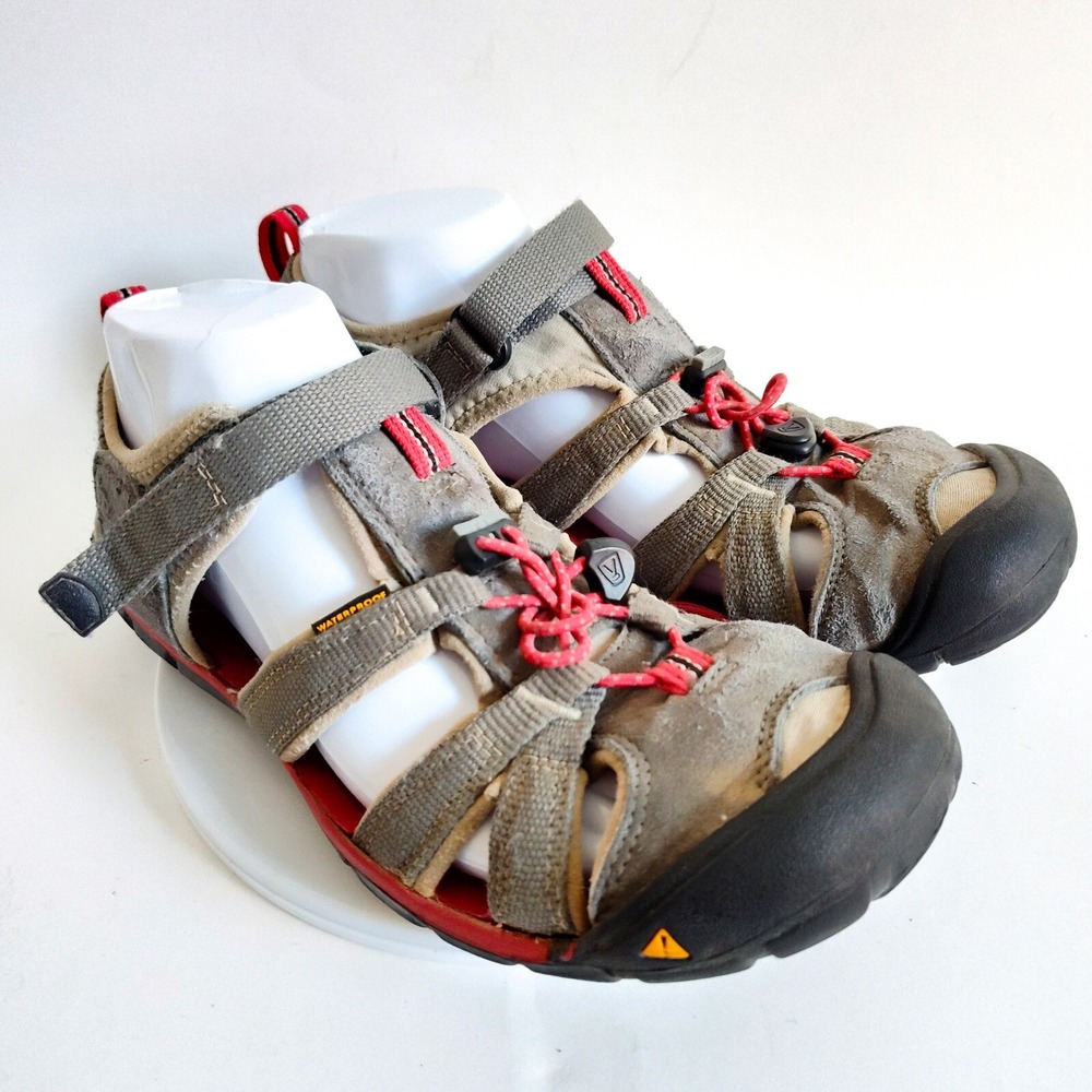 Keen Sandals Womens Size 7 Seacamp Gray Red Hiking Trail #1014126 Waterproof Dry